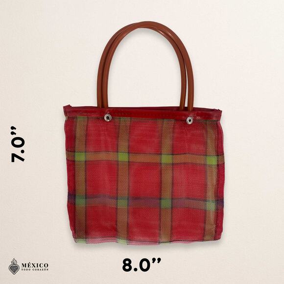 Mini Mexican Market Bag – Reusable Plastic Tote, Traditional Handcrafted Style - Picture 2 of 3